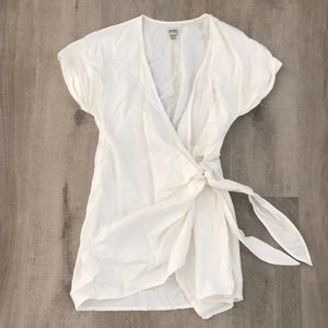 White Linen Wrap Dress